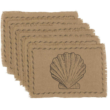 Sandy Tan Burlap Placemat Set of 6 12x18 VHC Brands - The Fox Decor